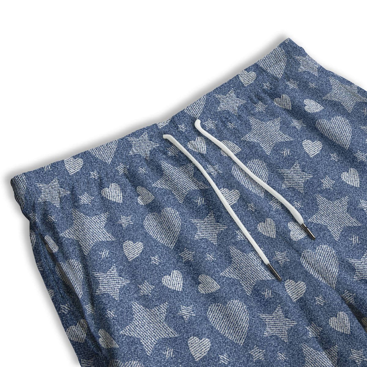 Denim Star Jeans And Heart Print Pattern Men's Athletic Shorts