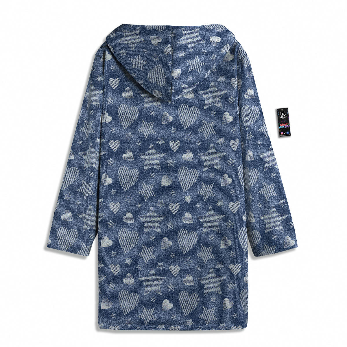Denim Star Jeans And Heart Print Pattern Men's Windbreaker Jacket-grizzshop