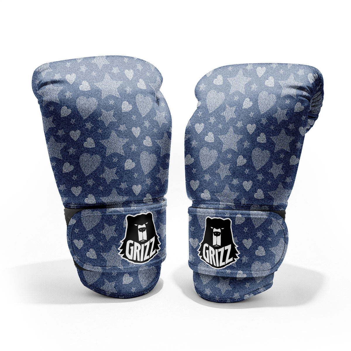 Denim Star Jeans And Heart Print Pattern Pro Boxing Glove