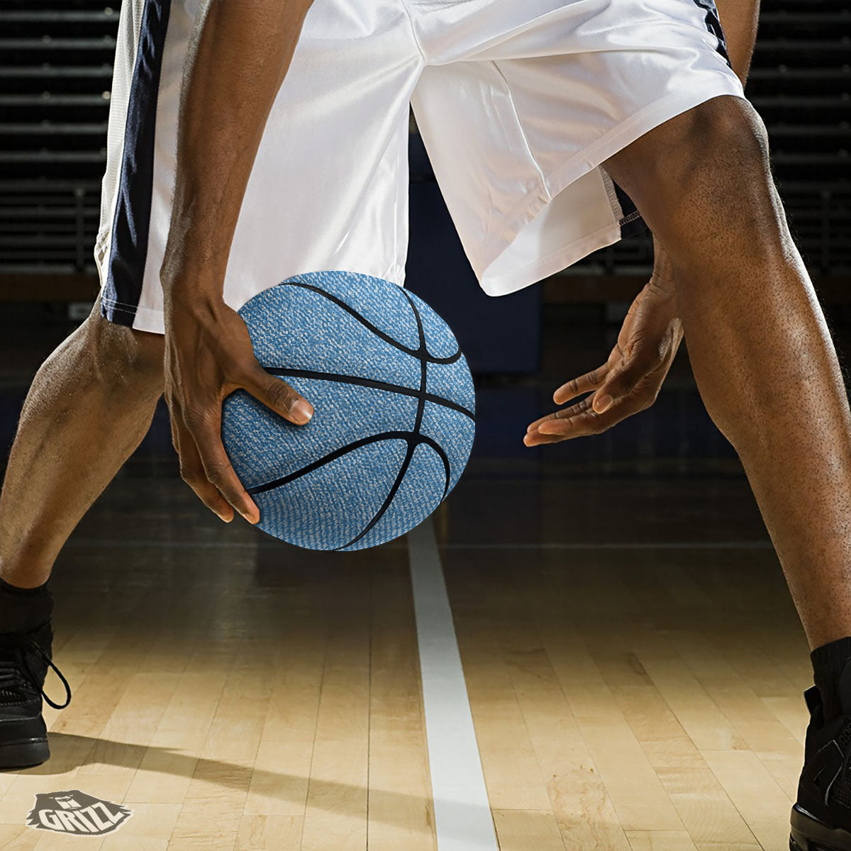 Denim Jeans Light Blue Print Basketball