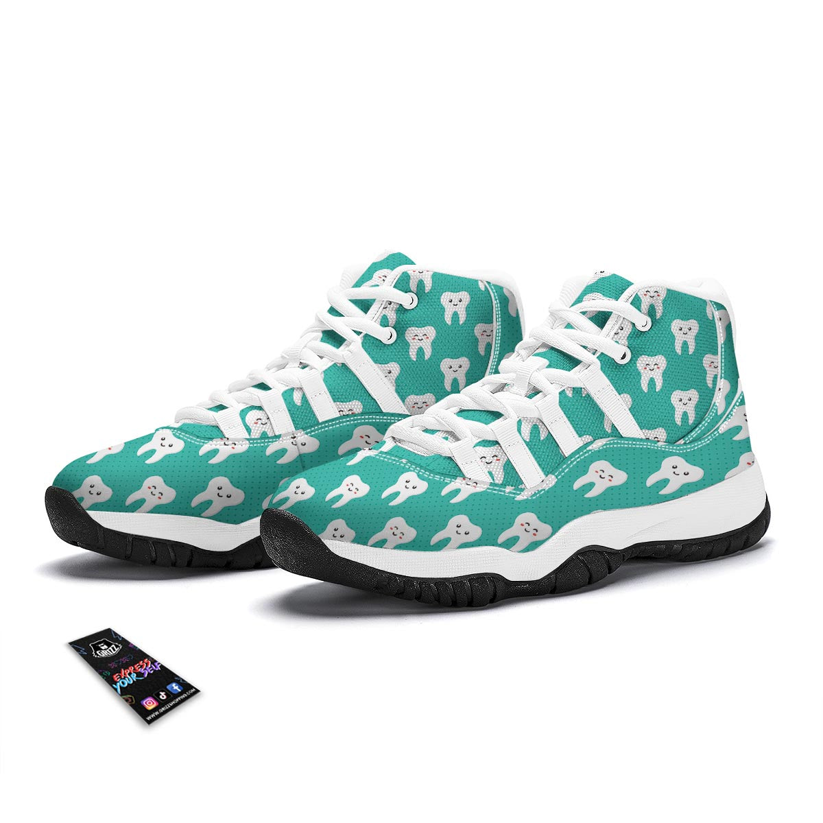 Dentistry Dentist Dental Tooth Pattern Print White Bball Shoes-grizzshop
