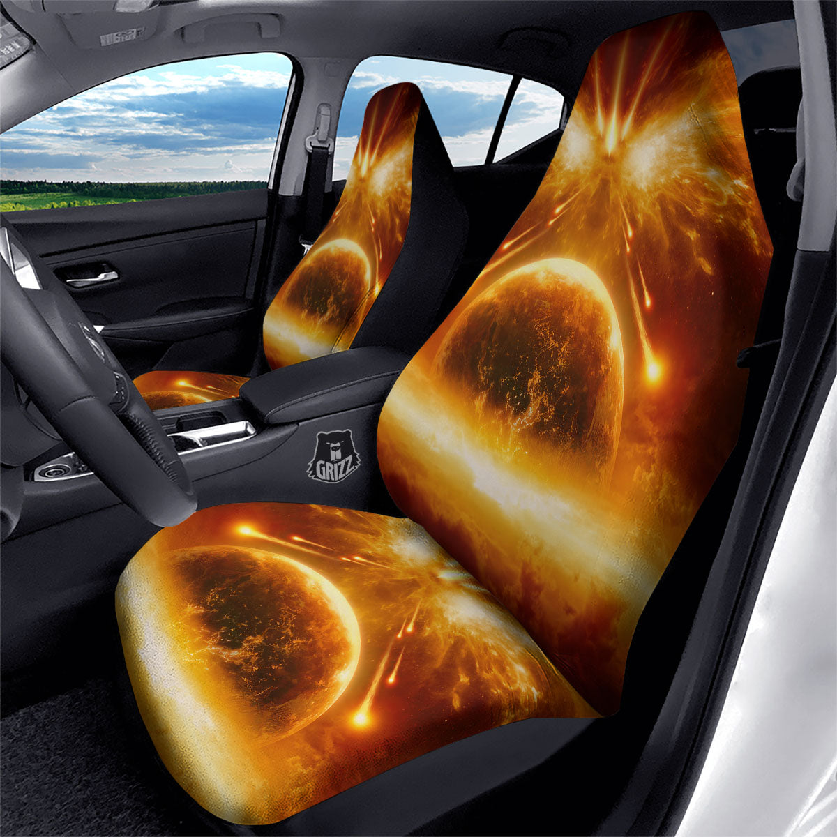 Destruction Of Planet Earth Print Car Seat Covers-grizzshop