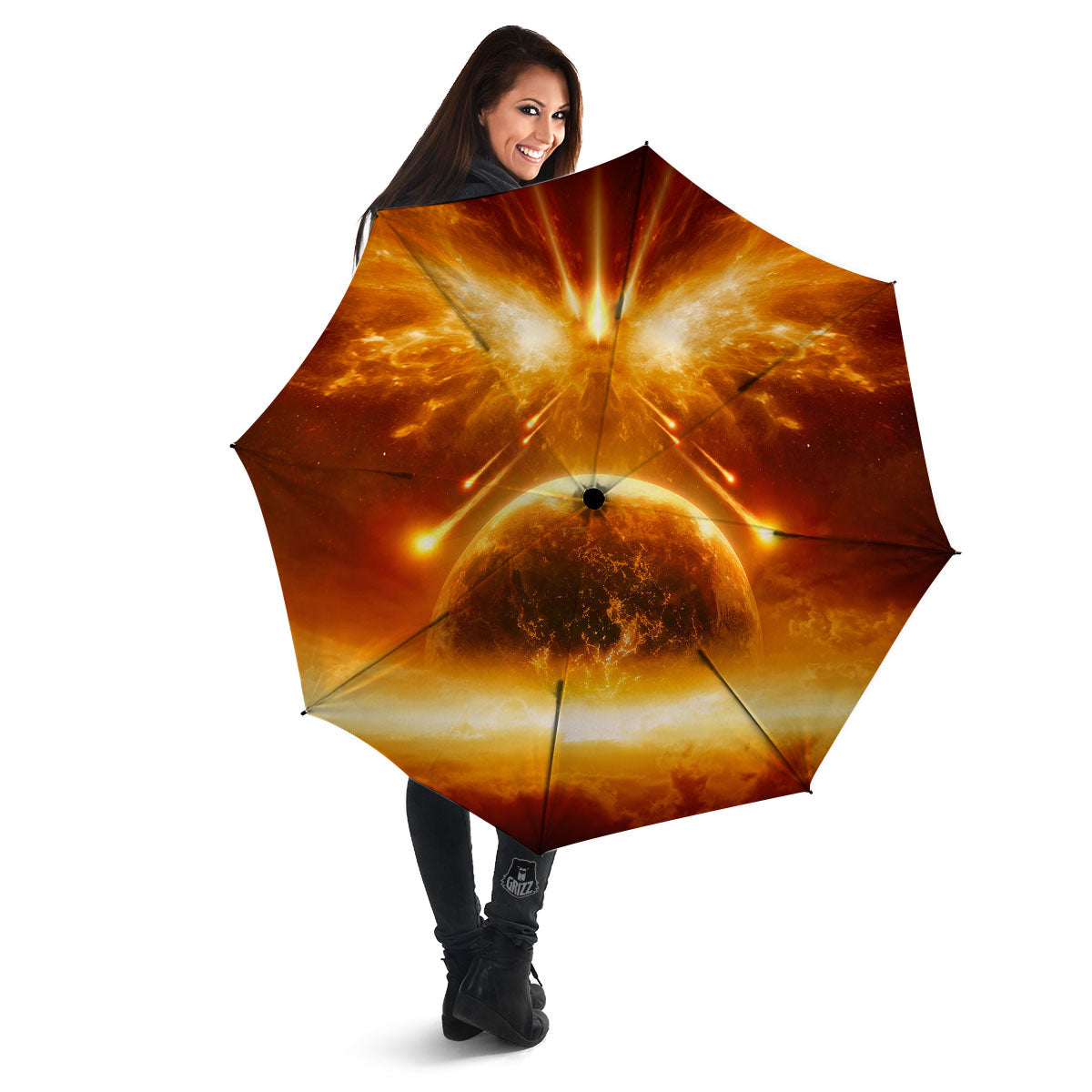 Destruction Of Planet Earth Print Umbrella-grizzshop