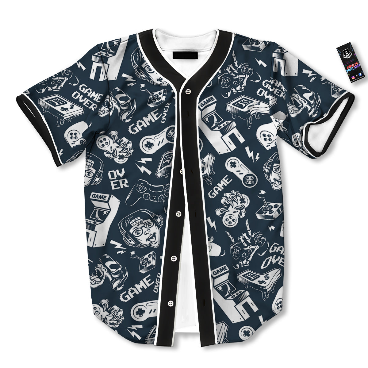 Devices Video Game Print Pattern Baseball Jersey-grizzshop