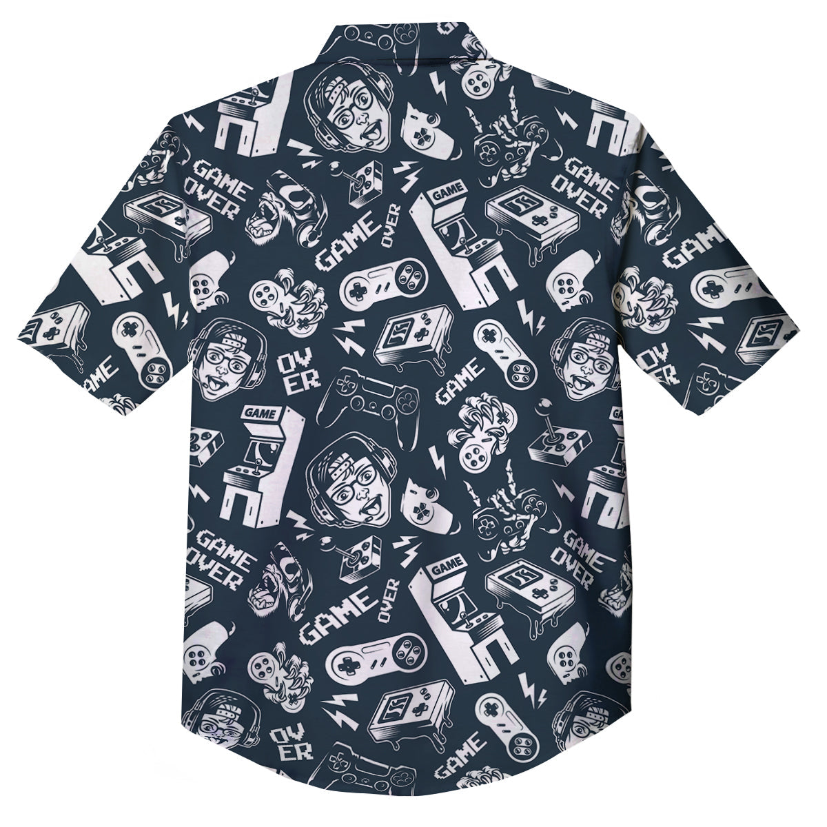Devices Video Game Print Pattern Button Up Shirt-grizzshop