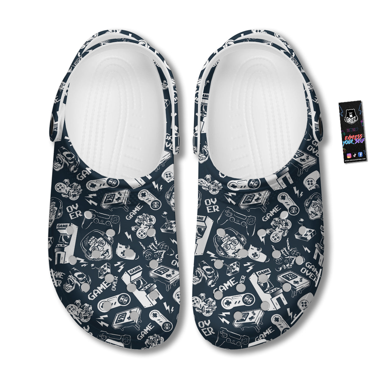 Devices Video Game Print Pattern Clog-grizzshop