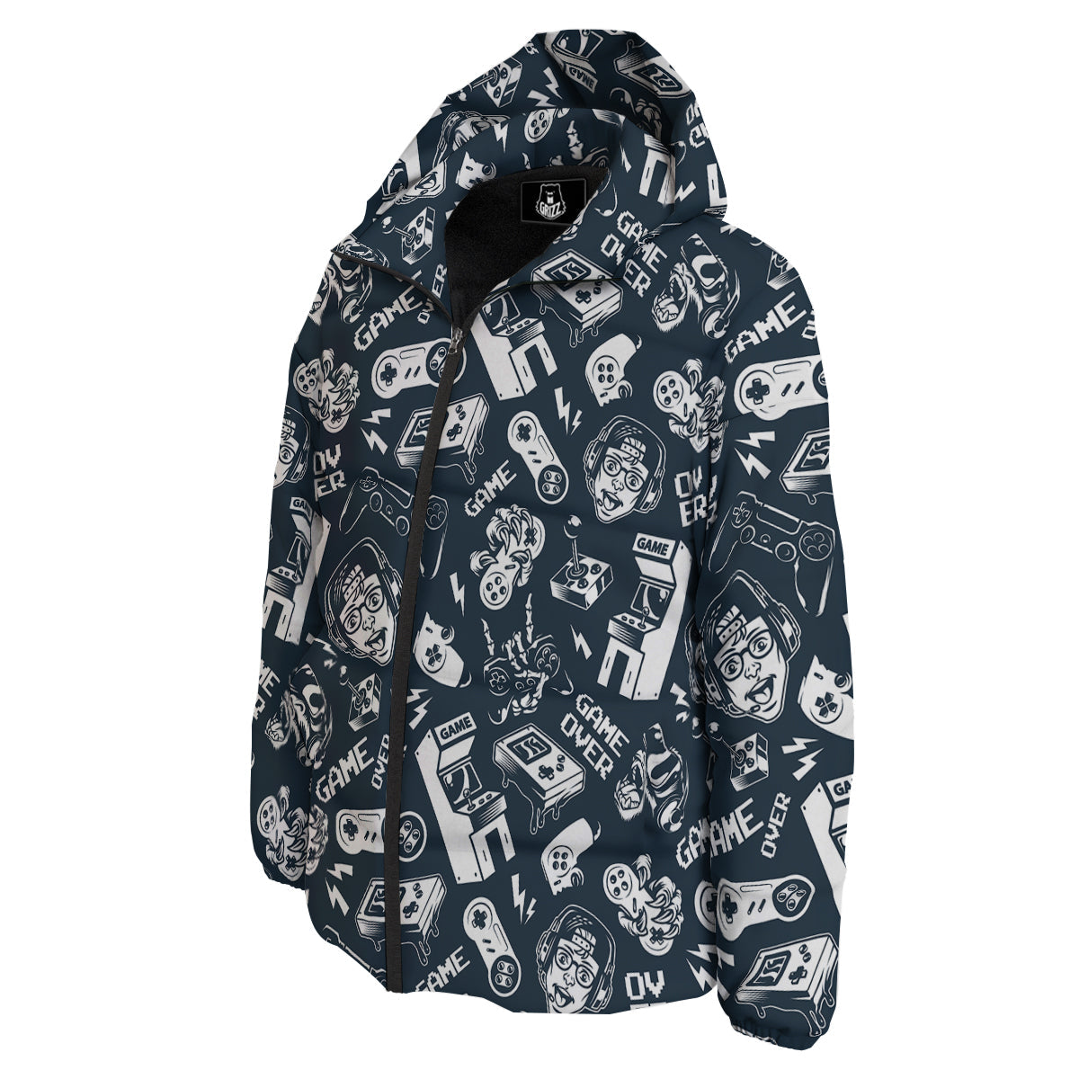 Devices Video Game Print Pattern Down Jacket-grizzshop