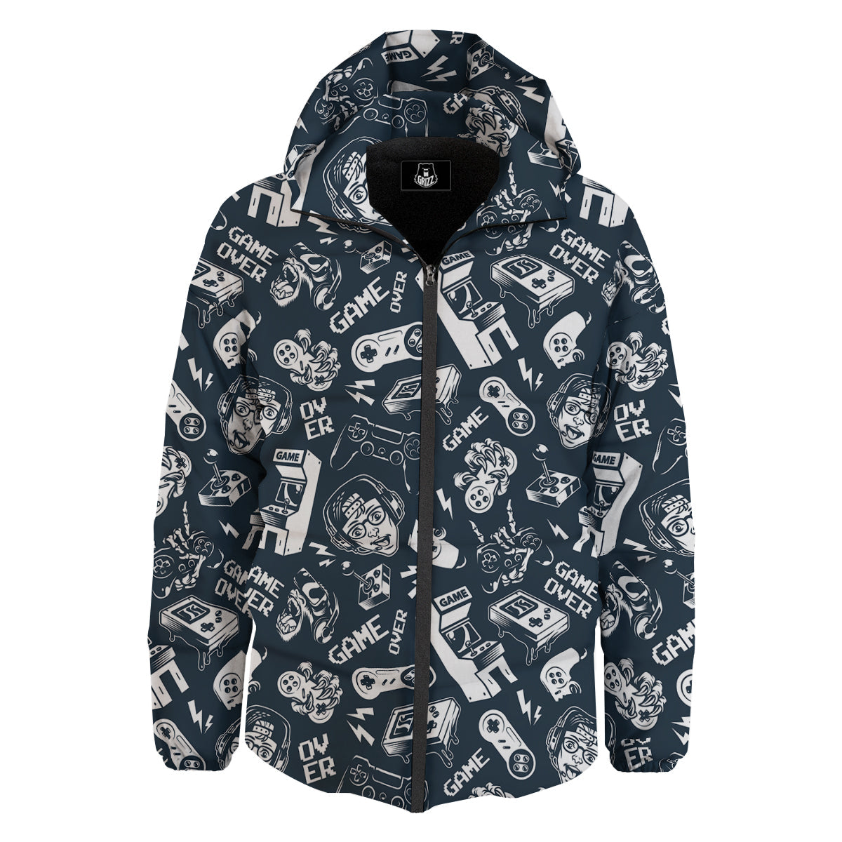 Devices Video Game Print Pattern Down Jacket-grizzshop