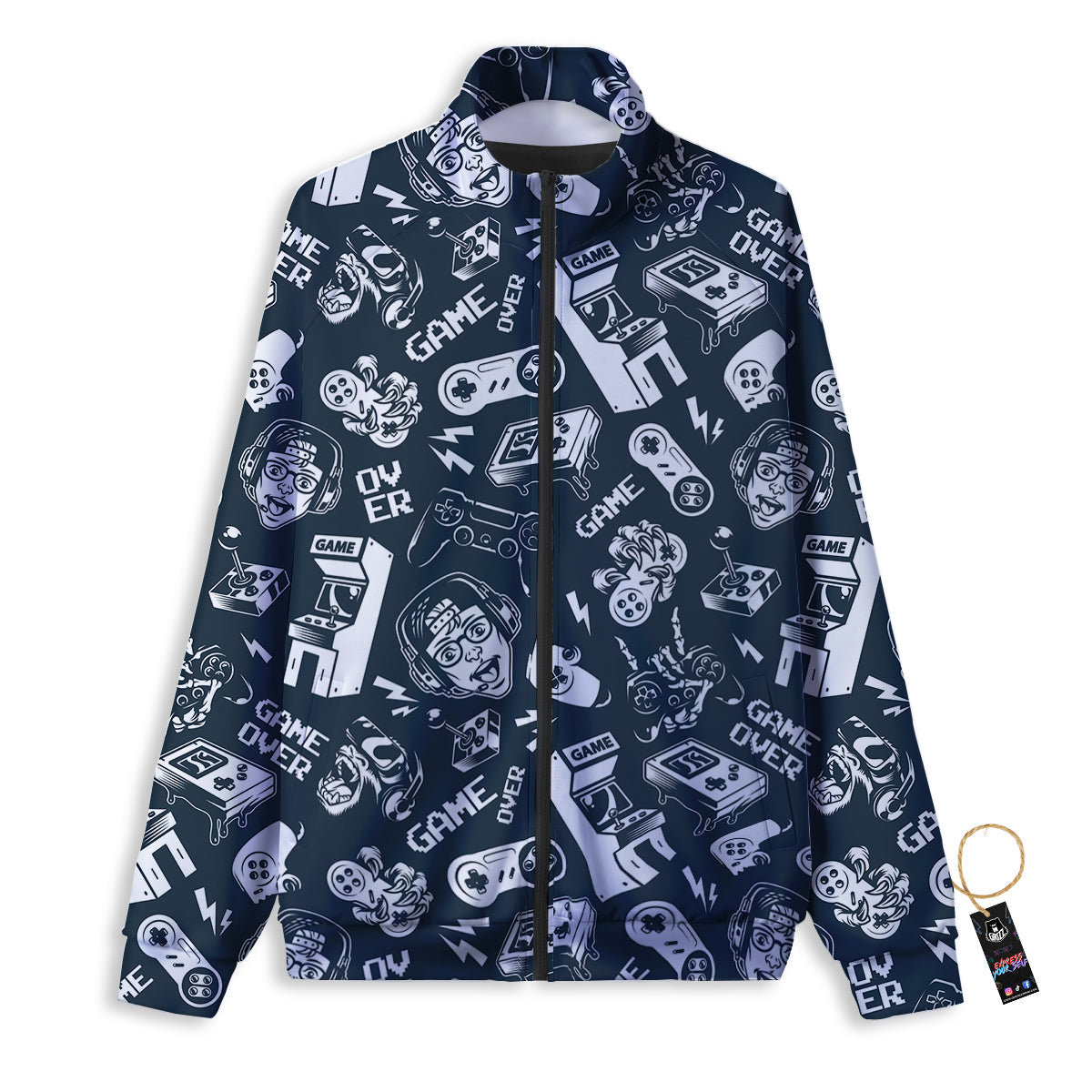 Devices Video Game Print Pattern Track Jacket-grizzshop