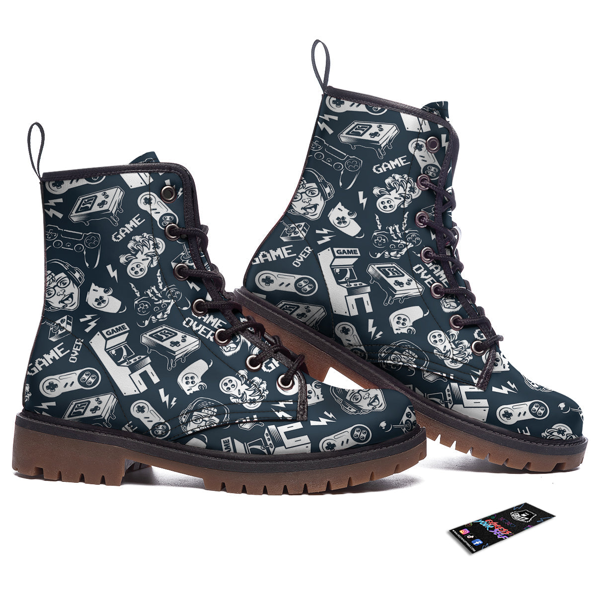 Devices Video Game Print Pattern Work Boots-grizzshop