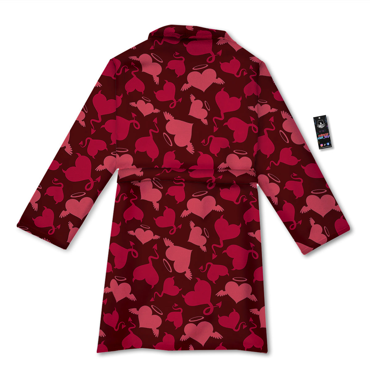 Devil And Angel Hearts Print Pattern Bathrobe-grizzshop