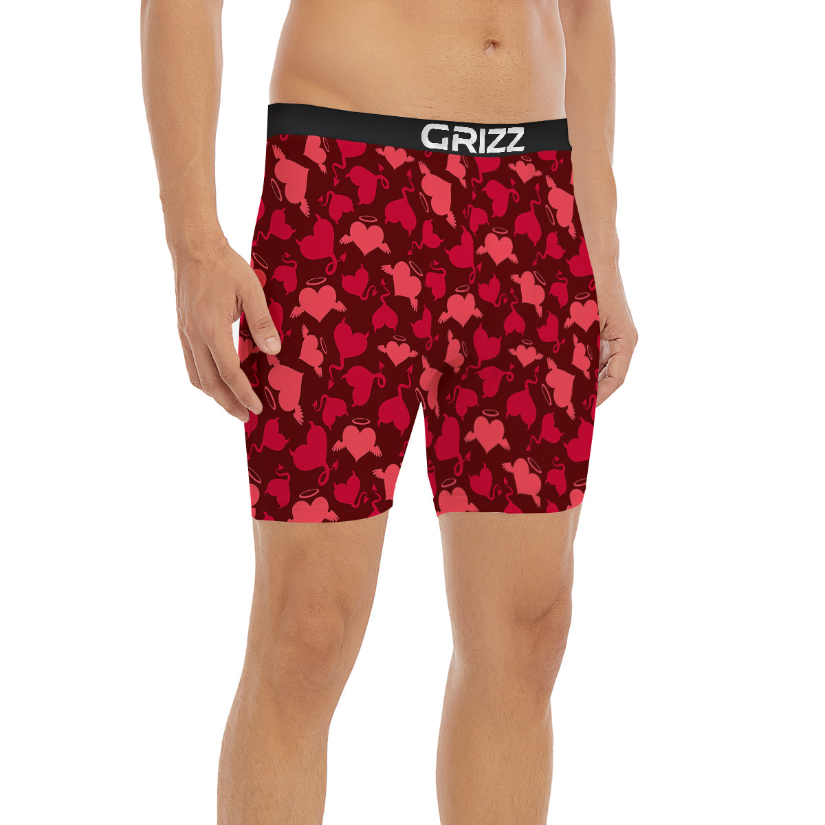 Devil And Angel Hearts Print Pattern Boxer Briefs-grizzshop