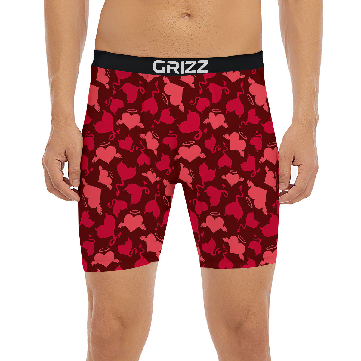Devil And Angel Hearts Print Pattern Boxer Briefs-grizzshop