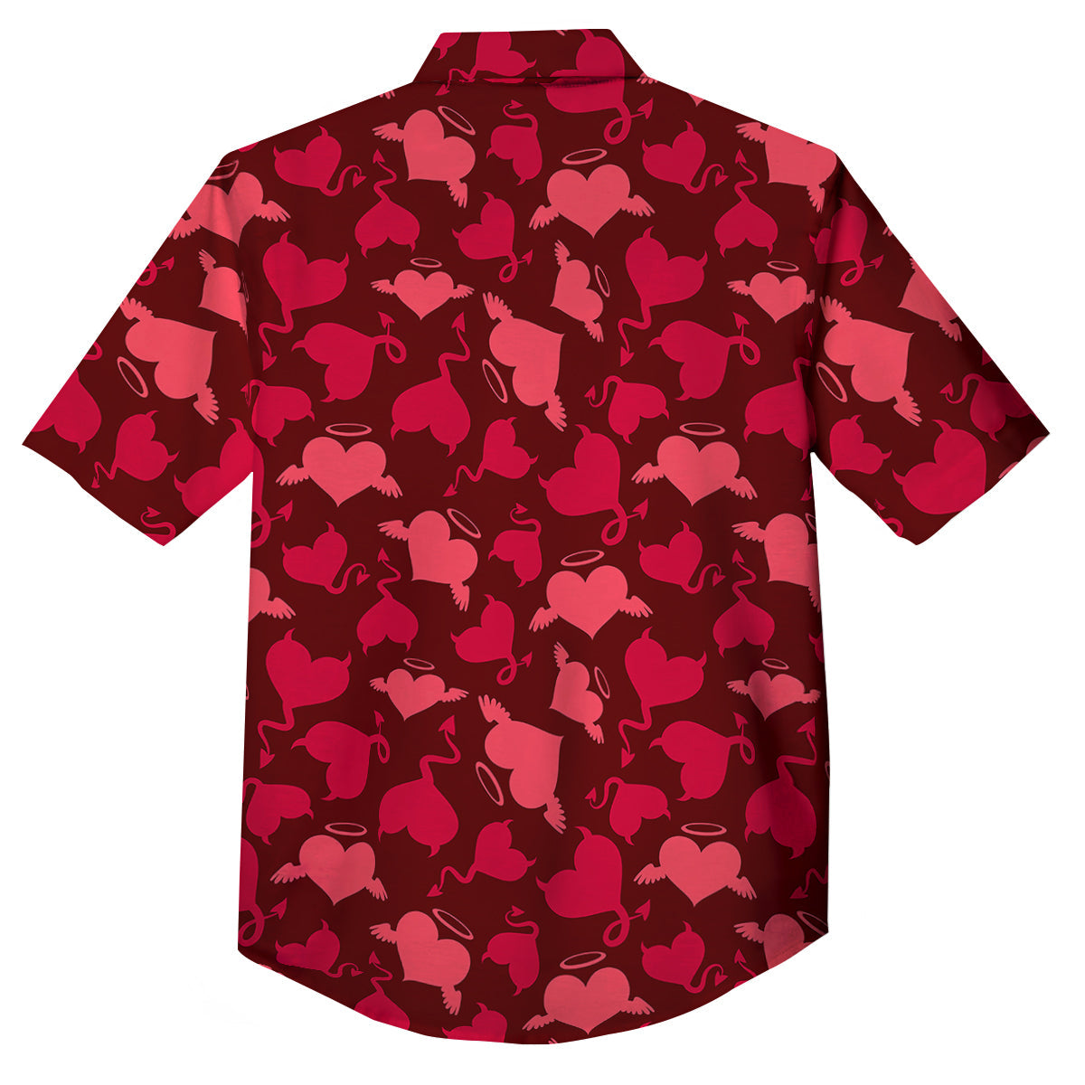 Devil And Angel Hearts Print Pattern Button Up Shirt-grizzshop