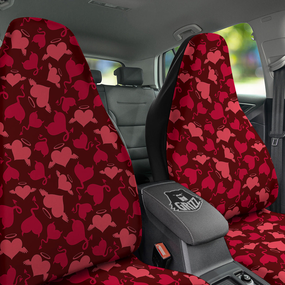 Devil And Angel Hearts Print Pattern Car Seat Covers-grizzshop