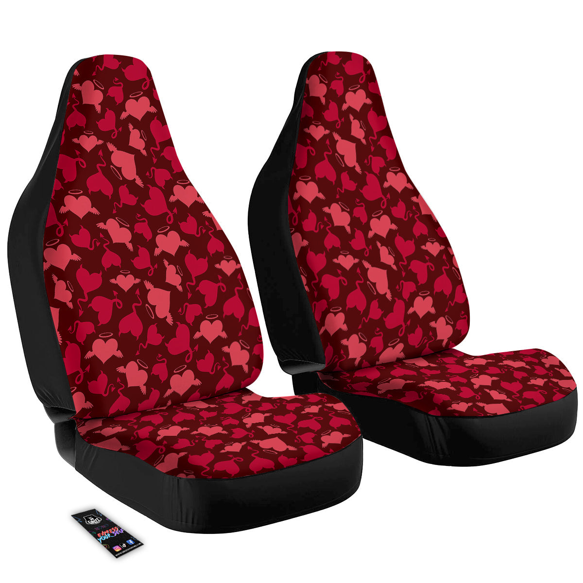 Devil And Angel Hearts Print Pattern Car Seat Covers-grizzshop