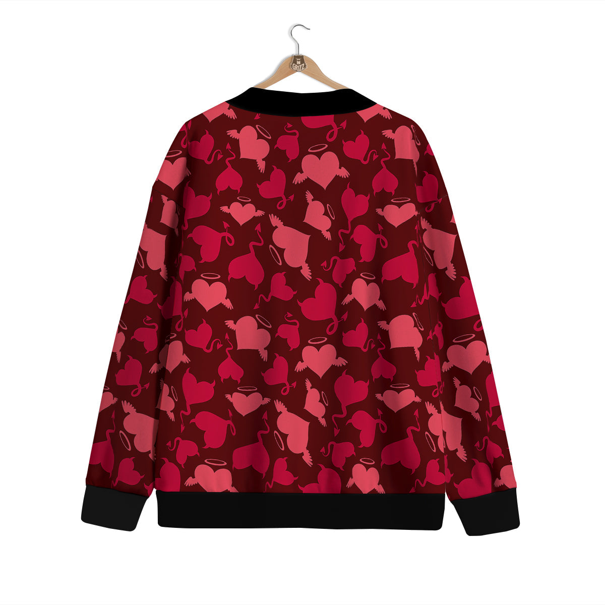 Devil And Angel Hearts Print Pattern Cardigan-grizzshop