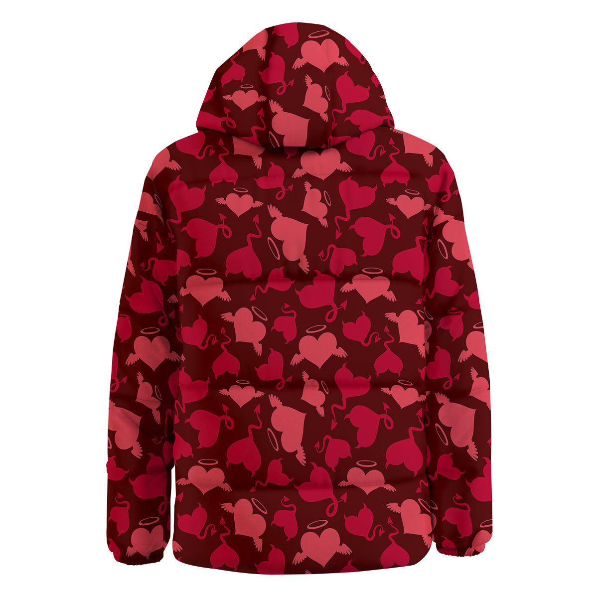 Devil And Angel Hearts Print Pattern Down Jacket-grizzshop