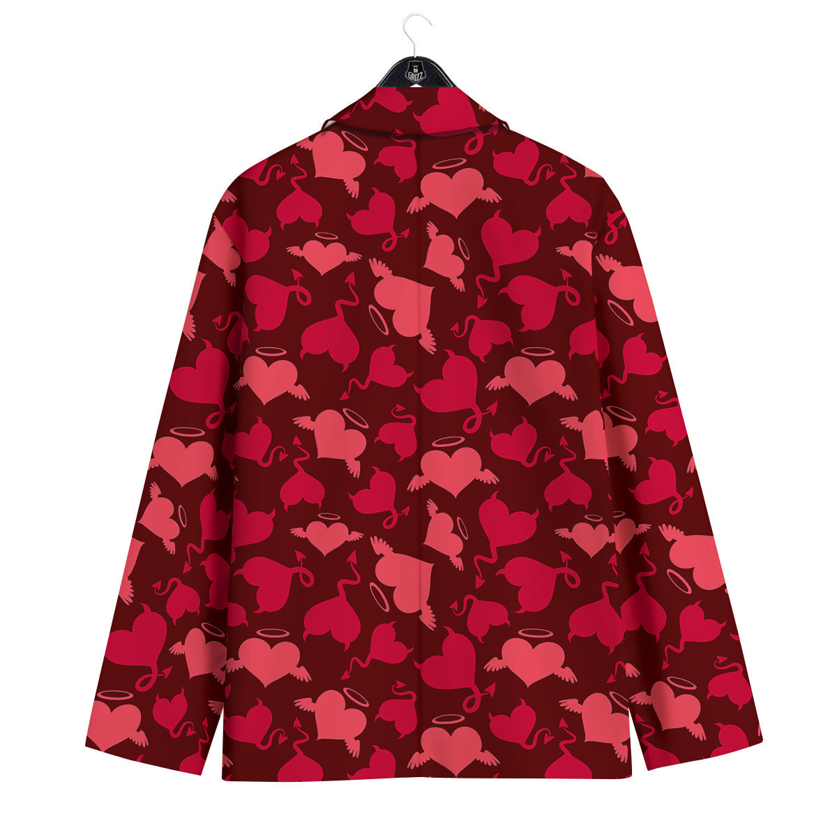 Devil And Angel Hearts Print Pattern Men's Sport Coat-grizzshop