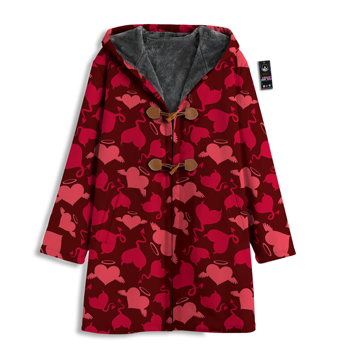 Devil And Angel Hearts Print Pattern Men's Windbreaker Jacket-grizzshop