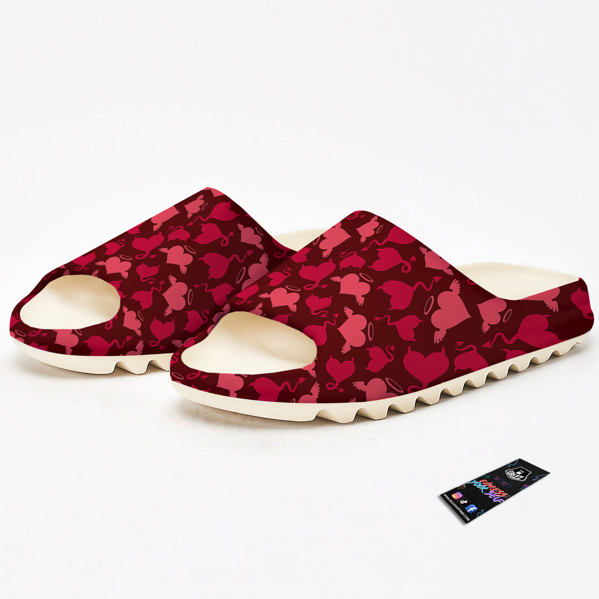 Devil And Angel Hearts Print Pattern Sandals-grizzshop