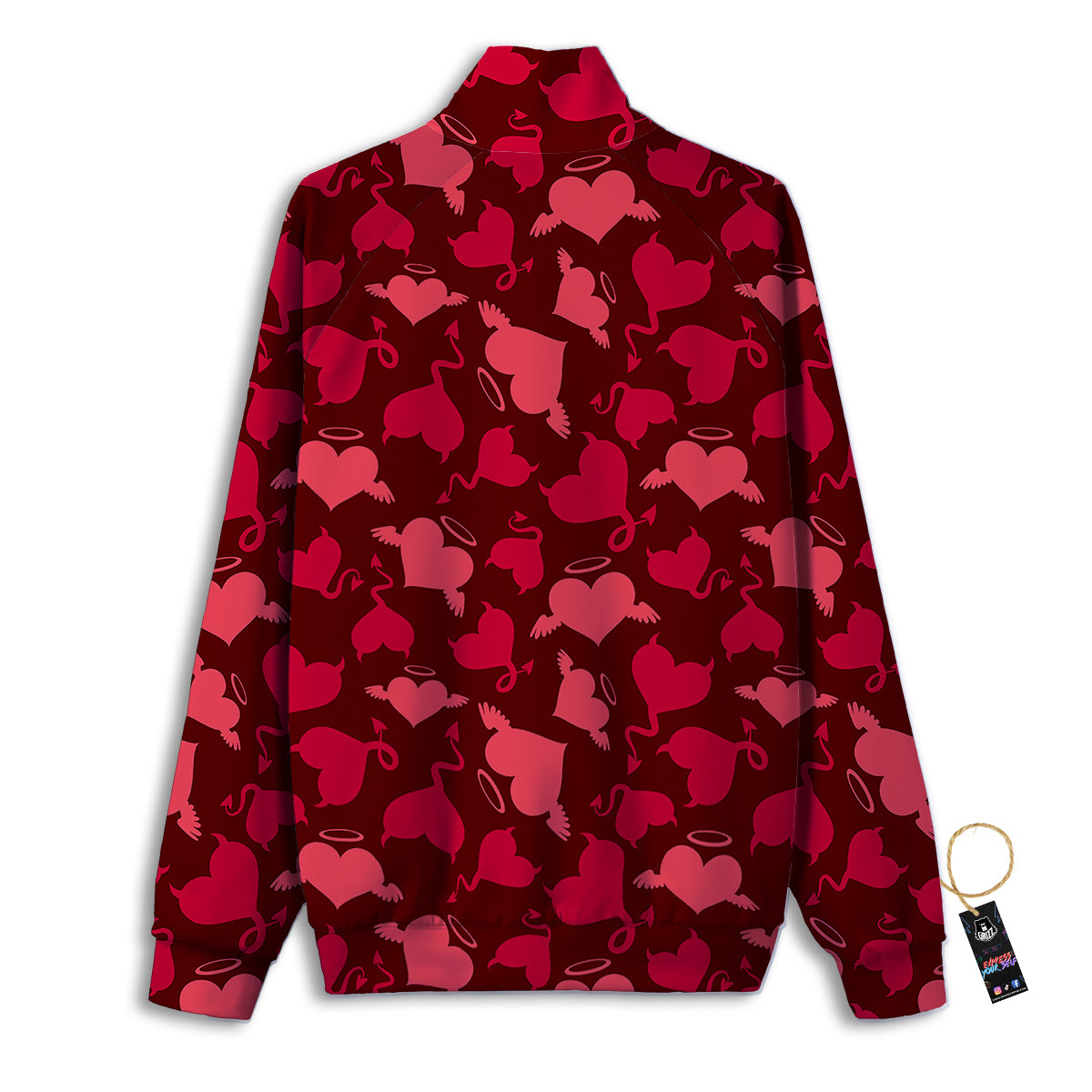 Devil And Angel Hearts Print Pattern Track Jacket-grizzshop