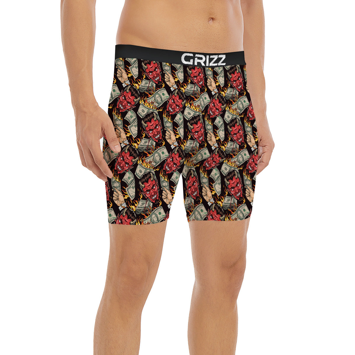 Devil And Dollar Print Pattern Boxer Briefs-grizzshop
