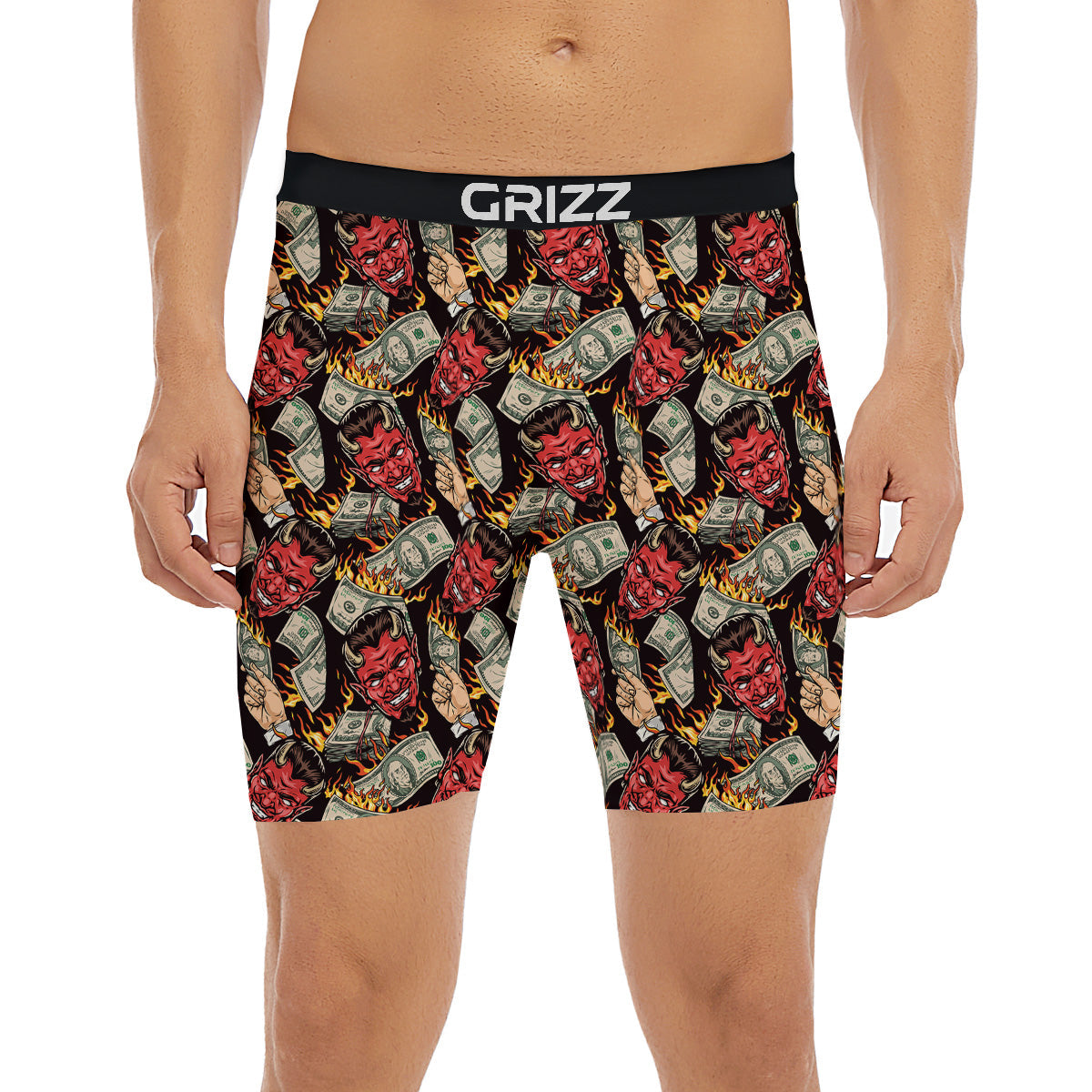 Devil And Dollar Print Pattern Boxer Briefs-grizzshop