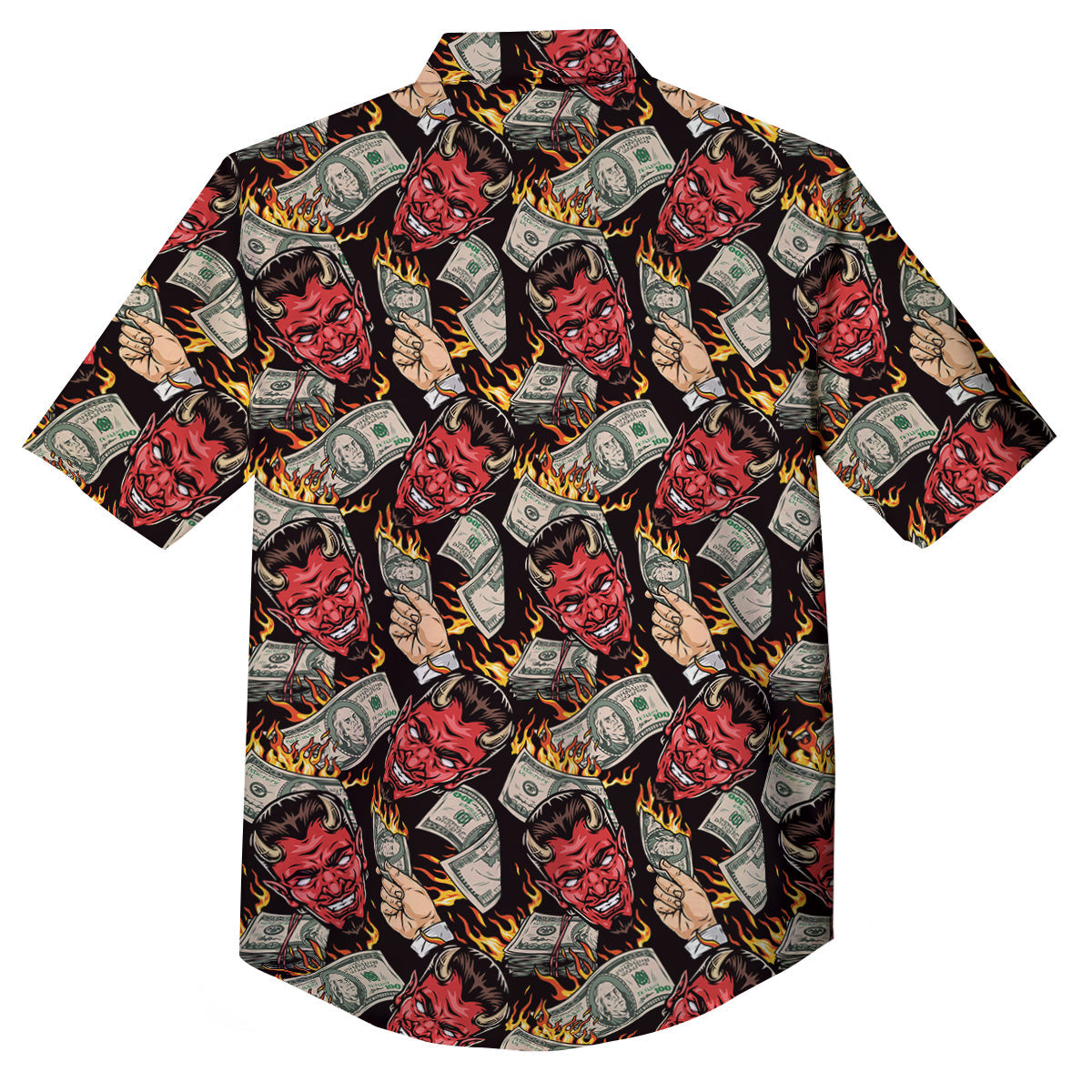 Devil And Dollar Print Pattern Button Up Shirt-grizzshop