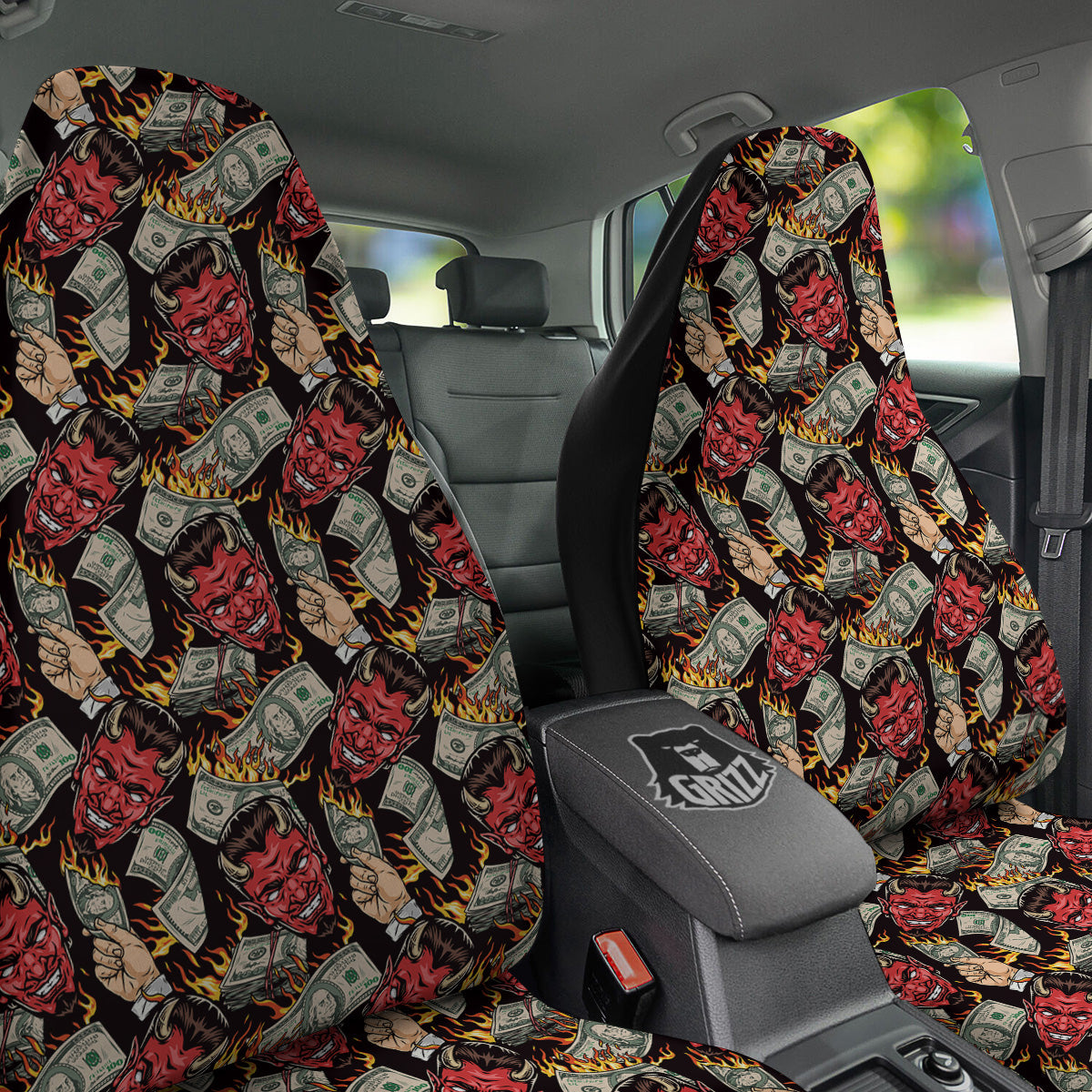 Devil And Dollar Print Pattern Car Seat Covers-grizzshop