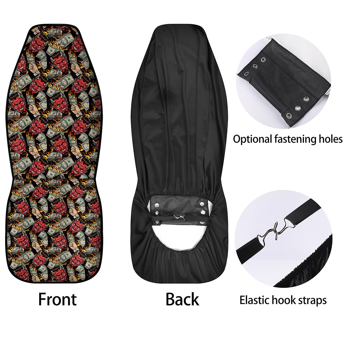 Devil And Dollar Print Pattern Car Seat Covers-grizzshop