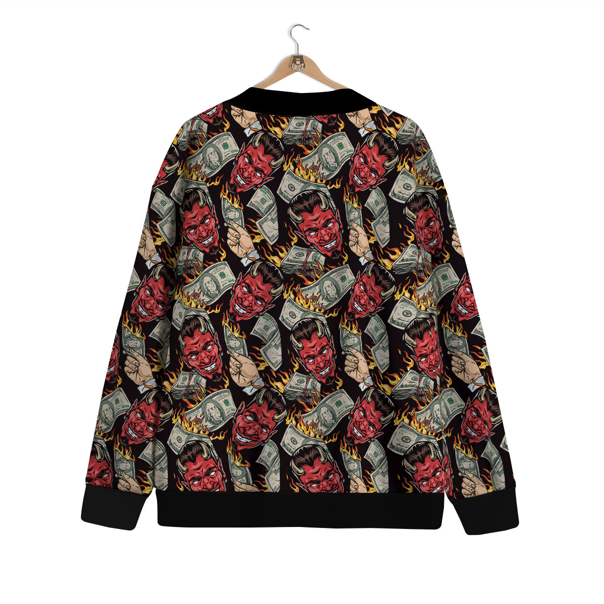 Devil And Dollar Print Pattern Cardigan-grizzshop