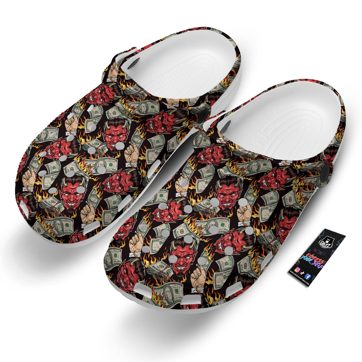 Devil And Dollar Print Pattern Clog-grizzshop