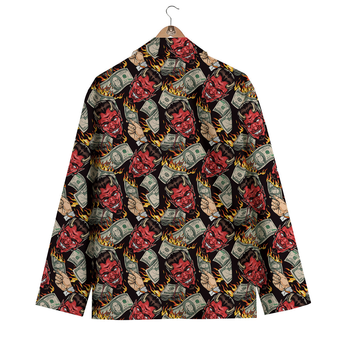 Devil And Dollar Print Pattern Men's Blazer-grizzshop