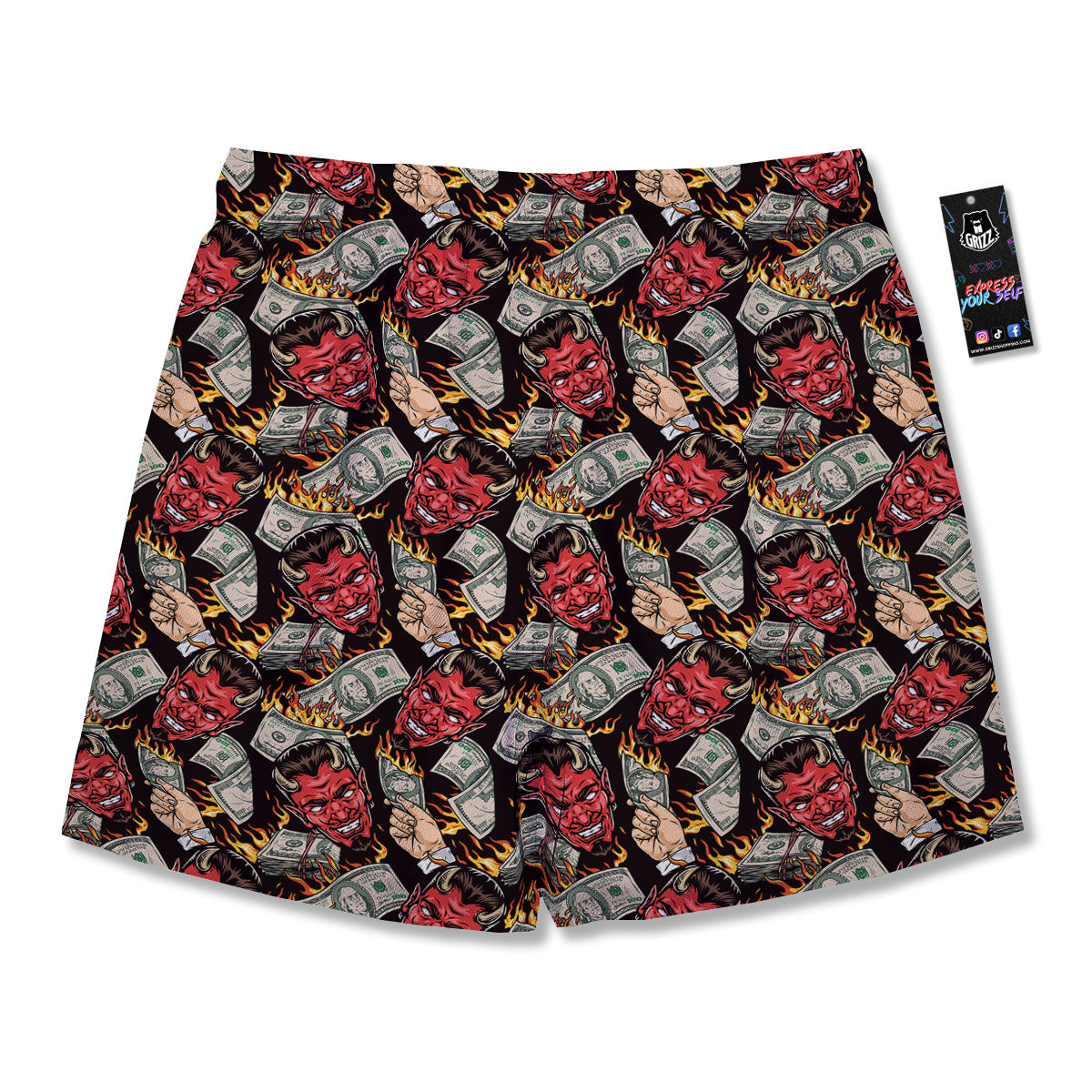 Devil And Dollar Print Pattern Men's Running Shorts-grizzshop