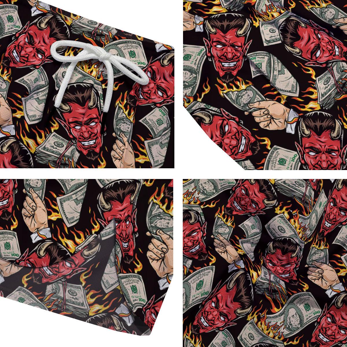 Devil And Dollar Print Pattern Men's Running Shorts-grizzshop