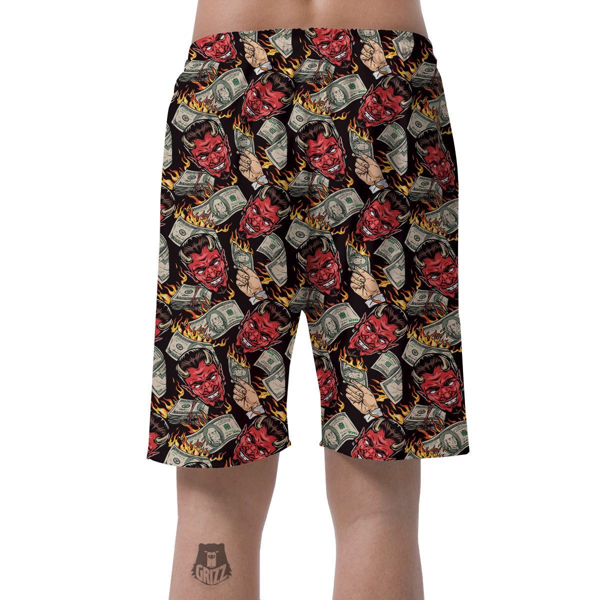 Devil And Dollar Print Pattern Men's Shorts-grizzshop