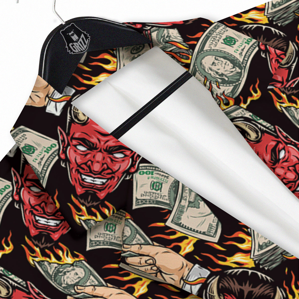 Devil And Dollar Print Pattern Men's Sport Coat-grizzshop