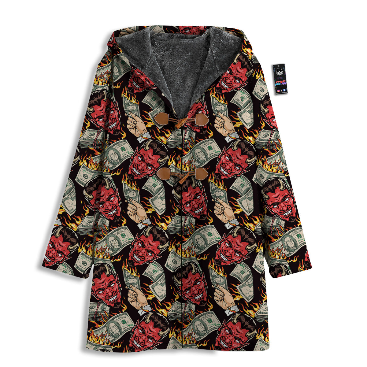 Devil And Dollar Print Pattern Men's Windbreaker Jacket-grizzshop