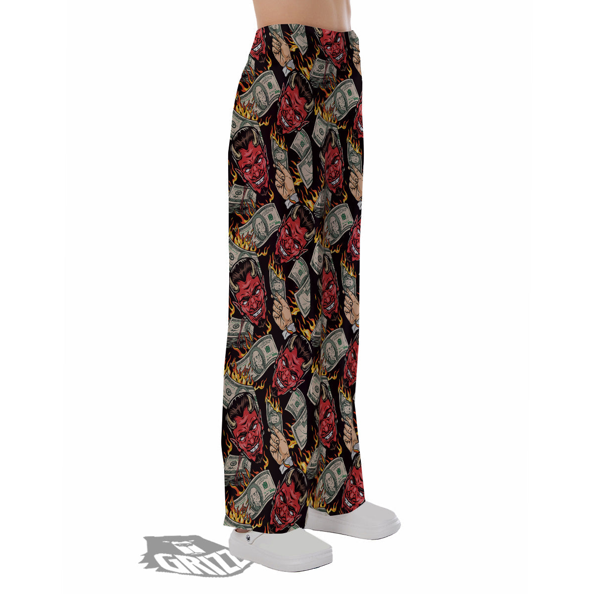 Devil And Dollar Print Pattern Pajama Pants-grizzshop