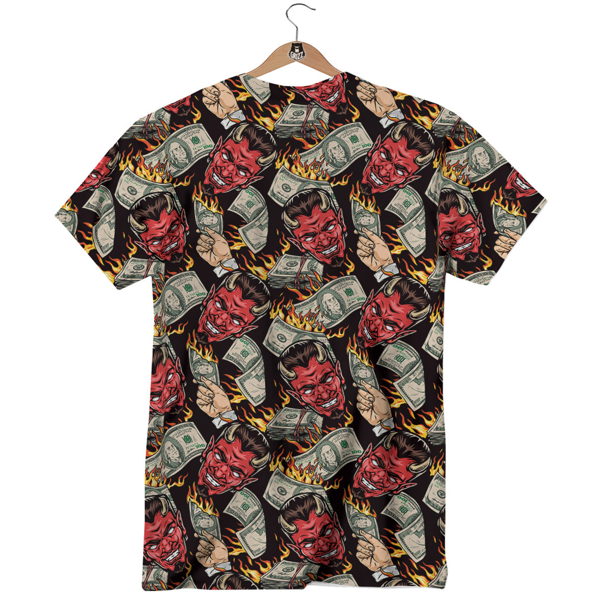 Devil And Dollar Print Pattern T-Shirt-grizzshop