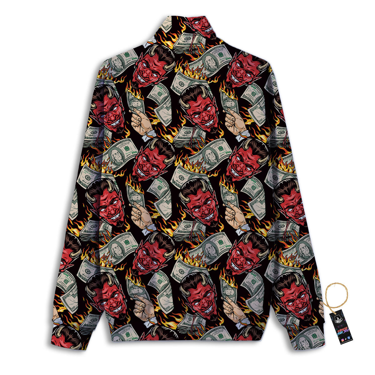 Devil And Dollar Print Pattern Track Jacket-grizzshop