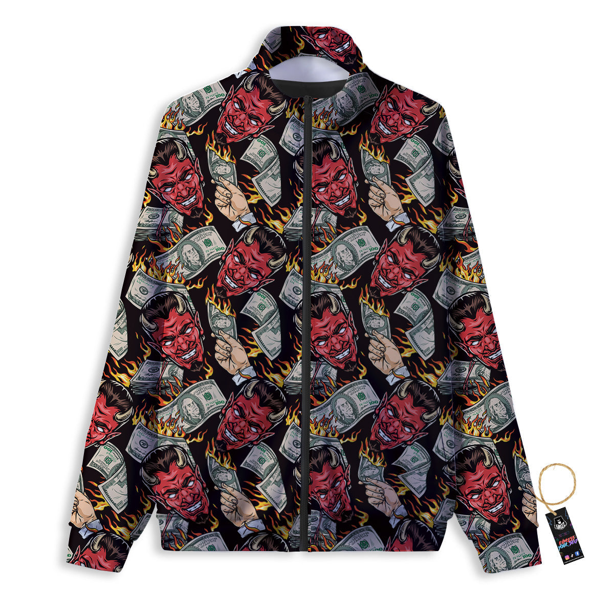 Devil And Dollar Print Pattern Track Jacket-grizzshop