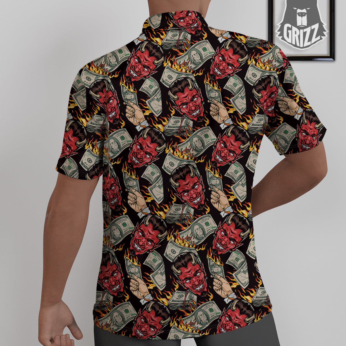 Devil And Dollar Print Pattern Untucked Shirts-grizzshop