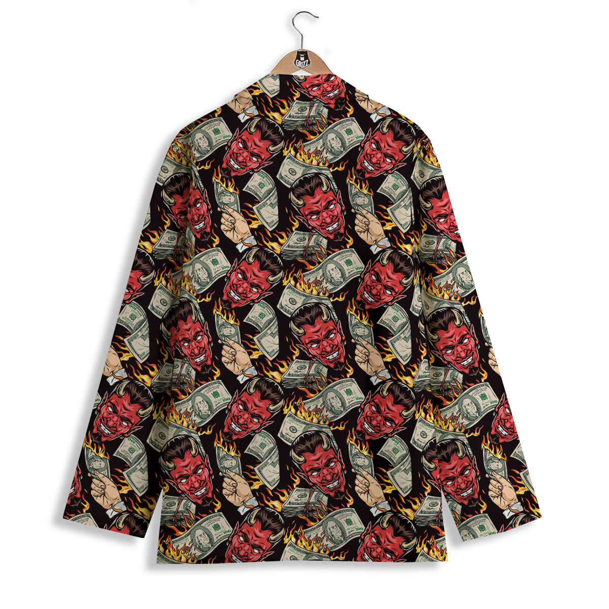 Devil And Dollar Print Pattern Women's Blazer-grizzshop