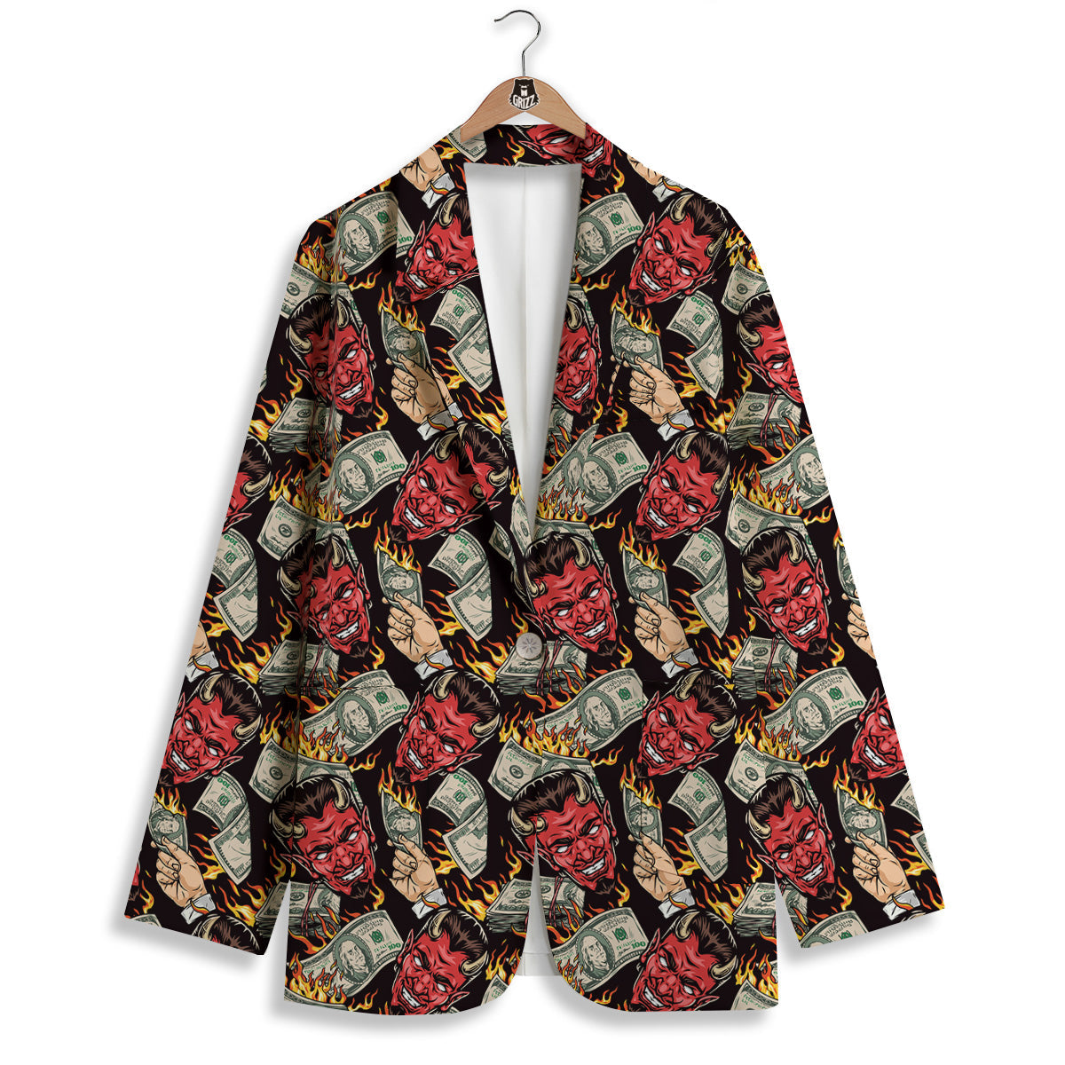 Devil And Dollar Print Pattern Women's Blazer-grizzshop