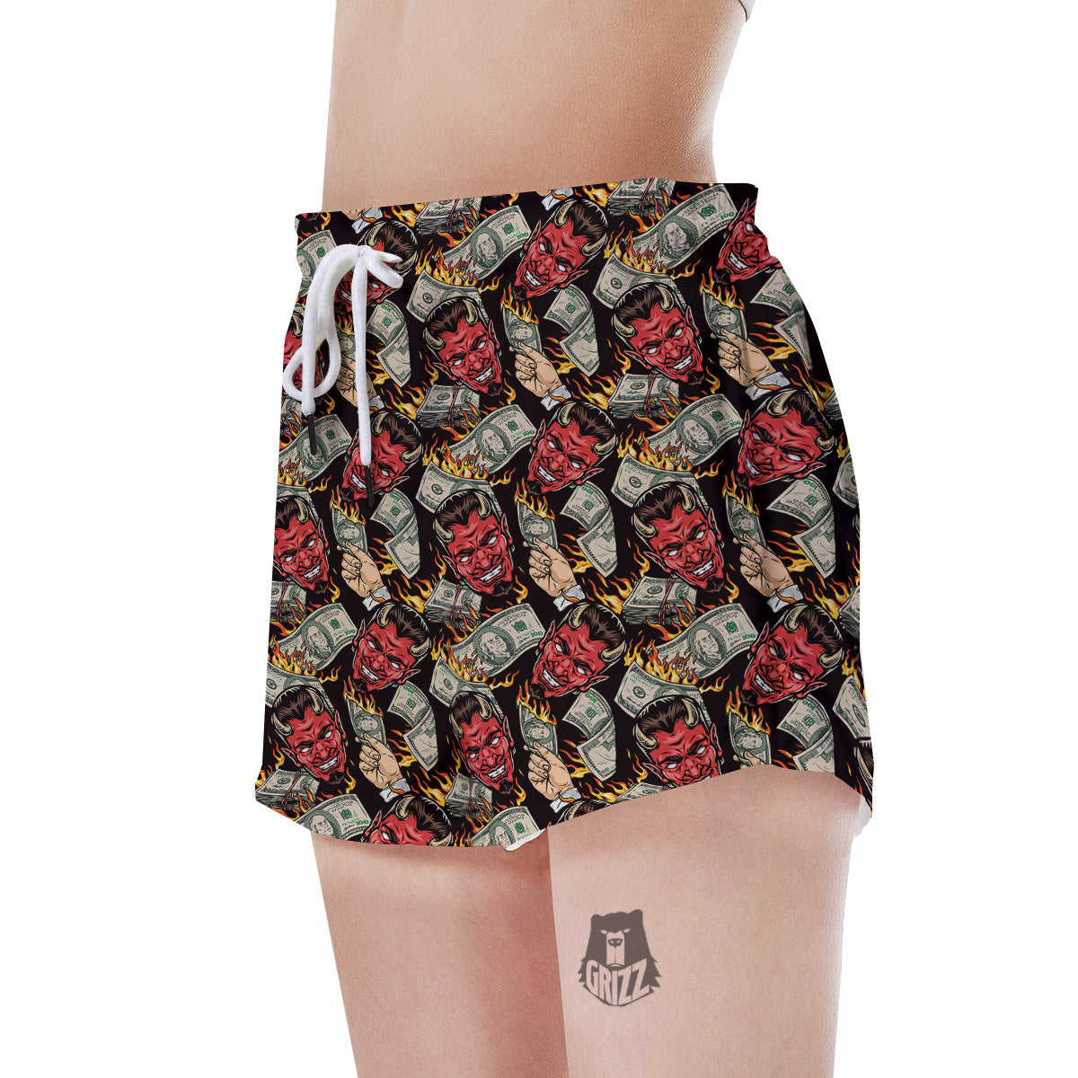 Devil And Dollar Print Pattern Women's Shorts-grizzshop