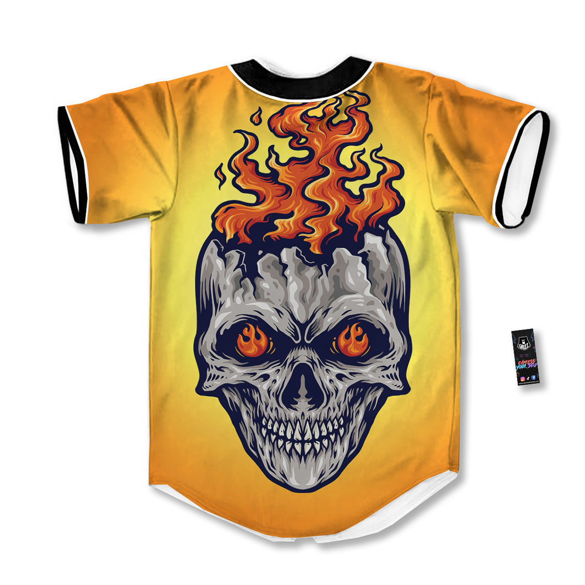 Devil Fire Punk Print Baseball Jersey-grizzshop