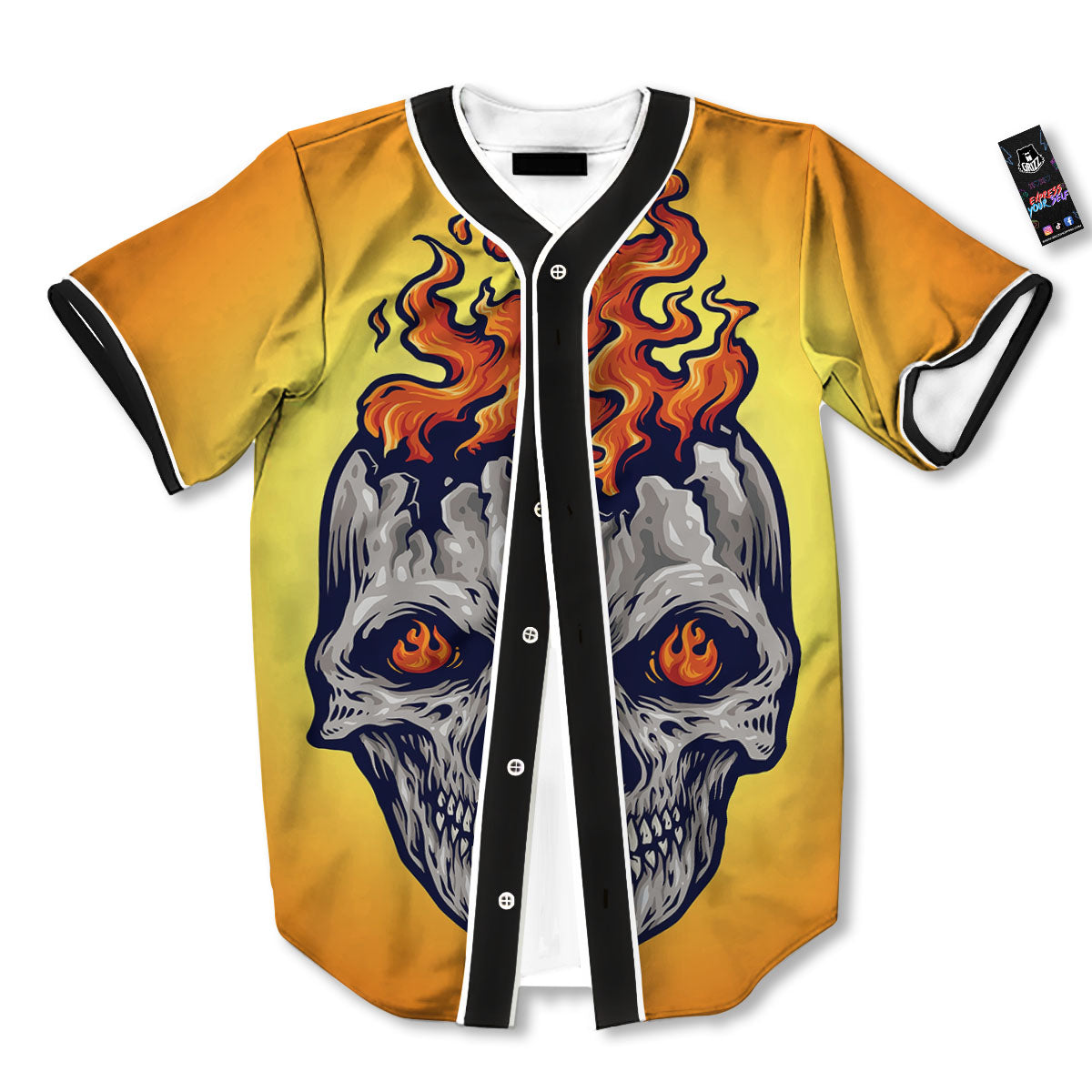 Devil Fire Punk Print Baseball Jersey-grizzshop
