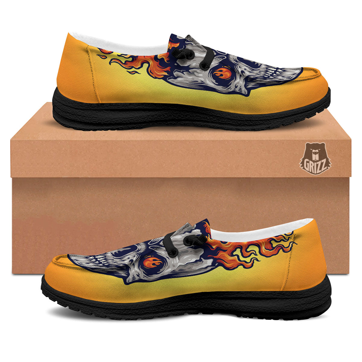 Devil Fire Punk Print Black Loafers-grizzshop